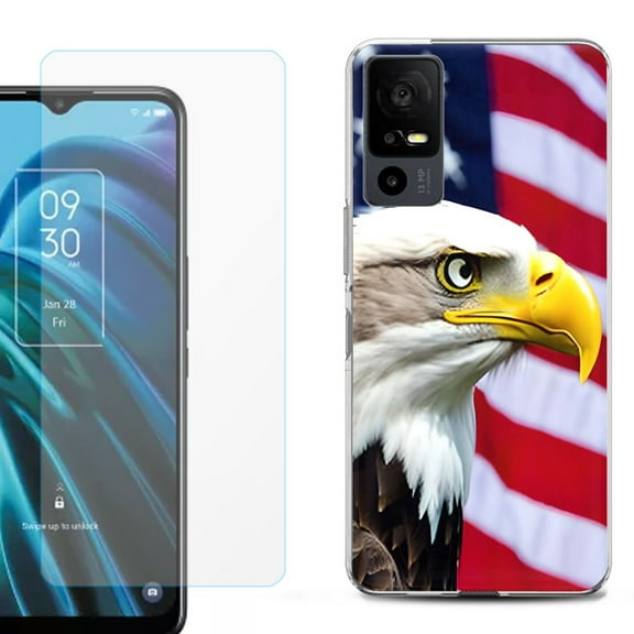 OneToughShield ® for TCL 40 XE 5G Shockproof Fashion Phone Case, with Tempered Glass Screen Protector - Eagle