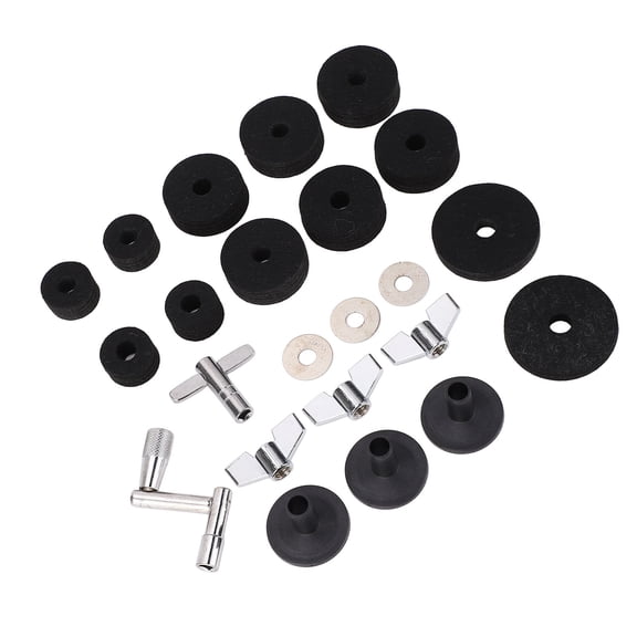 23-Piece Drum Cymbal Replacement Kit with Felt Pads 1-2 Inch, Stainless Steel Wing Nuts, Plastic Sleeves, Washers & Wrenches for Drum Set Maintenance 2.5cm 4cm 5cm 23 Pieces