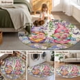 thumbnail image 5 of Round Rug 3.3Ft Washable Non-Slip, Blue Purple Gnomes Circle Area Rugs for Living Room Bedroom, Spring Vintage Hydrangea Flower Leaf Indoor Floor Mats Carpet Runner for Home Decor Aesthetic, 5 of 8