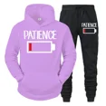 thumbnail image 3 of Conjunto de 2 piezas de sudadera y pantalones divertidos con estampado de batería "PATIENCE" para hombre, sudadera de manga larga, chándal, ropa deportiva unisex, 3 of 5