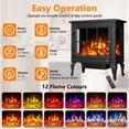 thumbnail image 3 of Waleaf 24" Freestanding Electric Fireplace Heater Stove with Remote Control, Adjustable 3D Flame Brightness & Tip-Over Protection, 750W/1500W Portable Indoor Space Heater for Indoor Use, 3 of 8