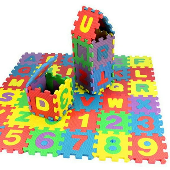 FACIWHL 36Pcs Foam Play Mat Puzzle Alphabet and Numbers Interlocking EVA Tiles (36-Piece Set),Small Size: 5X5cm