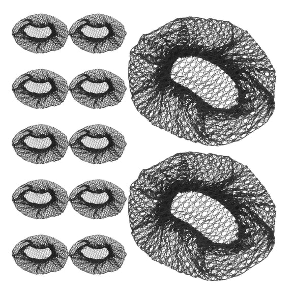 SEWCHICS 12Pcs Black Sleeping Cap Hair Net Covers Elastic Mesh Hair Nets for Cooking