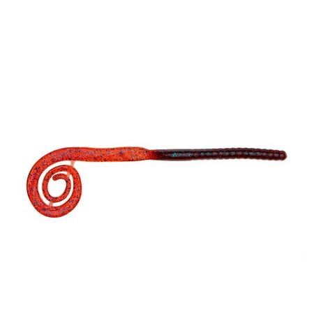 BAITFUEL C-Mac Classic Curly Tail Big Bass Worm Infused with Supercharged X55 Formula Gel 7-Inch Red Bug