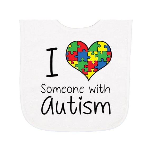 Inktastic I Heart Someone with Autism Baby Terry Cloth Bib