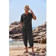 thumbnail image 2 of COOFANDY Men's 2 Pieces Linen Set Henley Shirt Short Sleeve and Harem Capri Pants Wide Leg Baggy Beach Yoga Trousers Outfits, 2 of 6