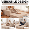 thumbnail image 3 of TACTOW Boneless Sleeper Sofa,Corduroy Multifunctional Single Sofa Chair With 1pc Pillow for Living Room Bedroom Office,Beige, 3 of 8