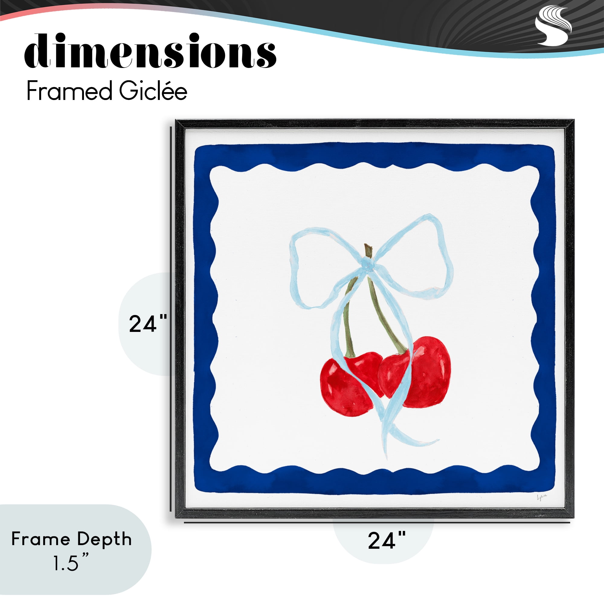 Stupell Industries Summer Bordered Cherries Black Framed Giclee Art, design by Lucille Price