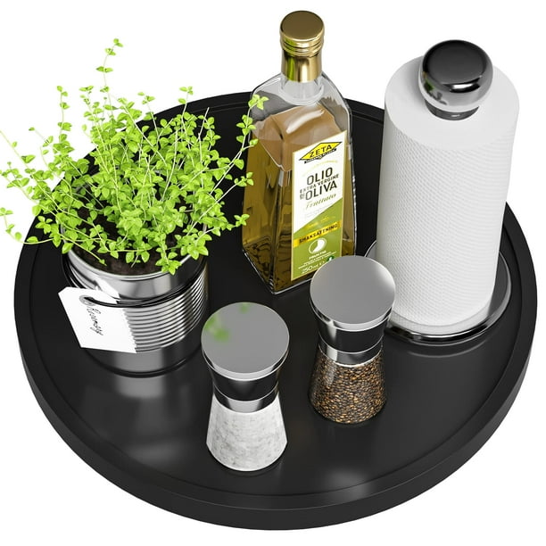 Organizador de mesa giratoria Lazy Susan VeyFey, 30 cm, antideslizante, de bambú