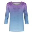 thumbnail image 1 of KIHOUT - Camisetas de manga larga para mujer, estilo playero holgado, estilo informal, con mangas 3/4, estampado de moda, cuello redondo, 1 of 5