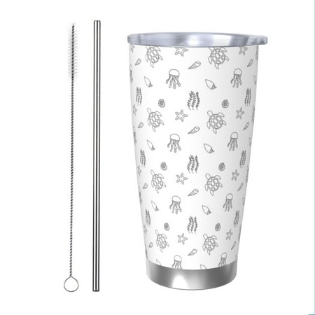

Matuu Hand Drawn Turtle for 20oz Durable Thermal Cups Keep Drinks Cold and Hot Insulated Car Mug with Lid-Straw Two-piece Set