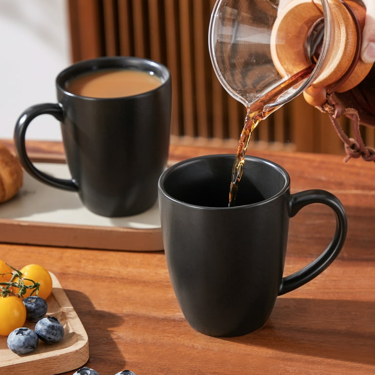 12Oz Coffee Mugs Set, 4 Pack Stoneware Coffee Mugs, Matte Black Coffee Cup  Set, Restaurant Mugs for Coffee, Tea, Cappuccino, Cocoa, Cereal