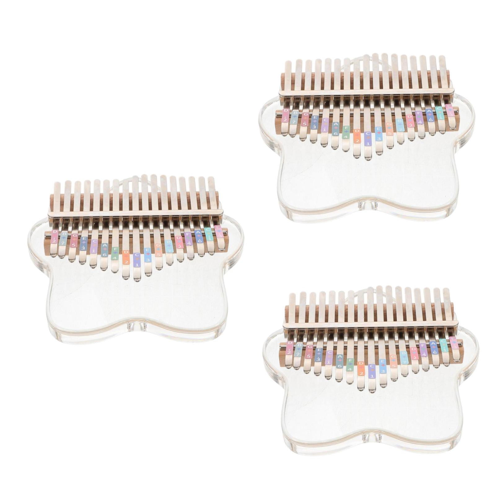 Masteelf 3pcs Transparent 17-Key Thumb Piano with Tuning Hammer Portable Kalimba for Beginners Thumb Piano Portable Kalimba Hand Piano Musical Instrument