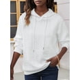 thumbnail image 4 of Female Hoodies Oversized Hooded Sweatshirt Casual Long Sleeve Drawstring Pullover Tops White M, 4 of 10