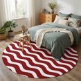 Round Rug 7ft, Red White Low Pile Washable Rugs for Playroom, Kitchen ...