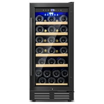 TITTLA 15 inch Wine Refrigerators,30 Bottles Wine Coolers ,Freestanding & Built-in with Glass Door,Black