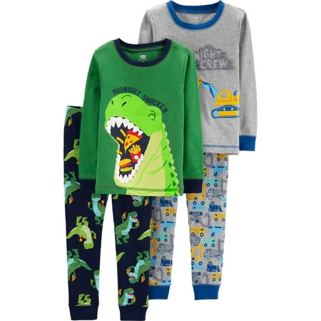 Long Sleeve T-Shirt and Pant Cotton Pajama Bundle, 2 sets (Toddler Boys)