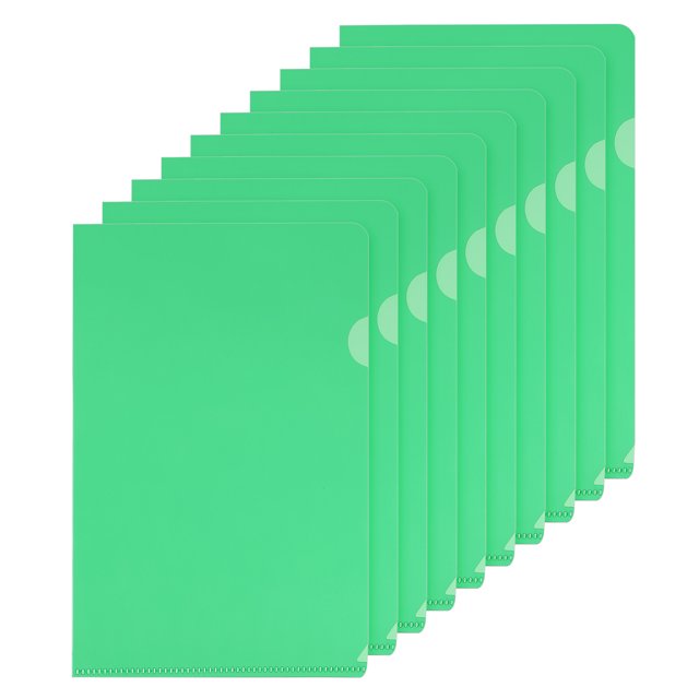 Uxcell L Type Folders 30 Pack A5 Plastic File Project Pockets Clear Paper Document Jacket Sleeves Green