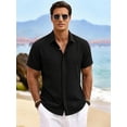 thumbnail image 3 of RICHCOIN Men's Linen Shirts Short Sleeve Casual Shirts Button Down Shirt for Men Summer Beach Shirt, 3 of 7