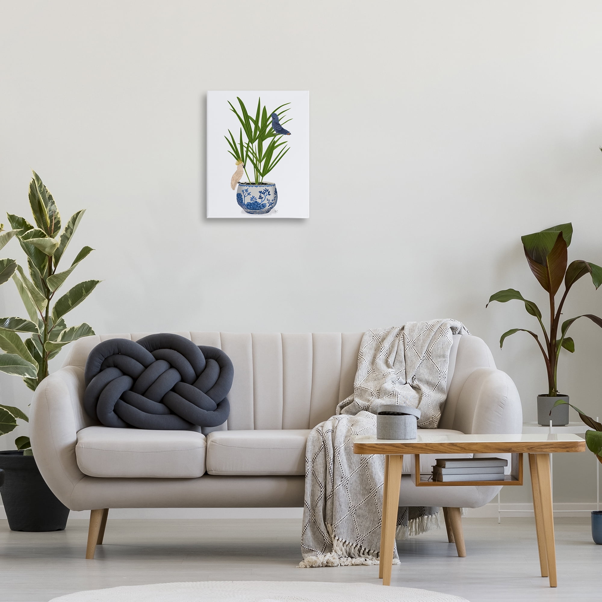 Stupell Industries Cockatiels on Planter Botanical & Floral Painting Gallery Wrapped Canvas Art Print Wall Art, 16 x 20