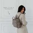 thumbnail image 5 of Ayla & Co Mini bolso, bolso de pañales minimalista transitorio, cuero vegano, con bolsillos expandibles, billetera incorporada, organizador, bolsillo frontal magnético, correas ajustables, guijarro, 5 of 5