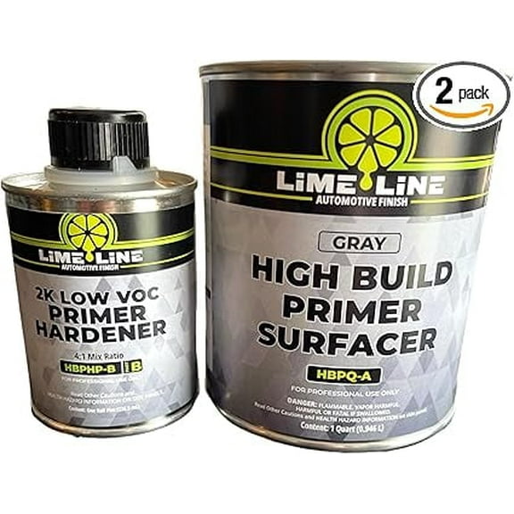 LiME LiNE Sand-able Automotive Primer Surfacer, Direct-to-Metal, High Build 2k Urethane, 1.5 Quart kit, (Light Grey) 2:1 mixture