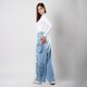 thumbnail image 4 of Pantalón Cargo Mujer Mezclilla Tiro Alto Pierna Ancha, 4 of 5