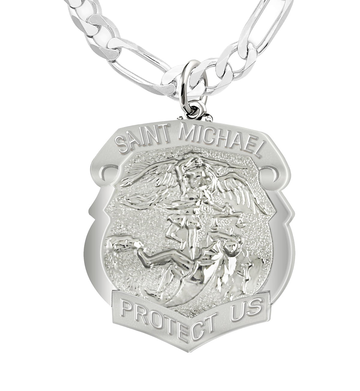 925 Sterling Silver Solid Engravable Oxidized Saint Michael Medal Pendant 