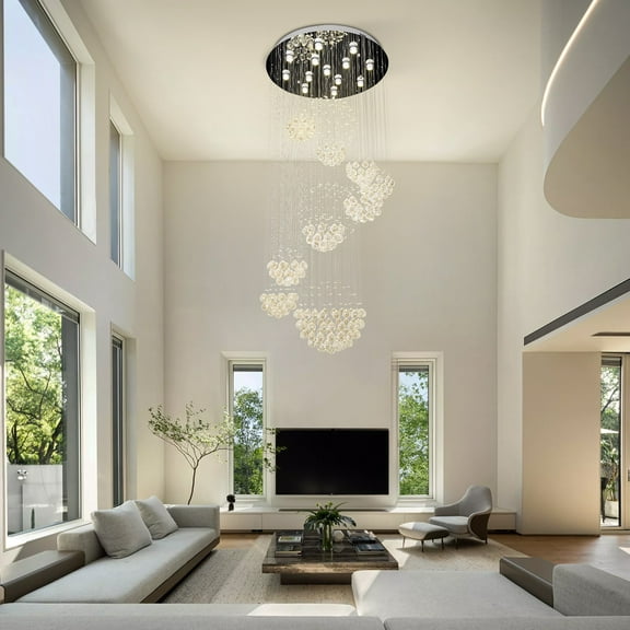 Modern Luxury LED Crystal Rain Drop Pendant Lamp Chandelier Ceiling Light k9