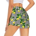 thumbnail image 3 of Goofa Lemons on Striped Printed Women 2 in 1 Running Shorts,Quick Dry Athletic Workout Shorts,High Waisted Athletic Shorts with Liner Pockets-Medium, 3 of 9