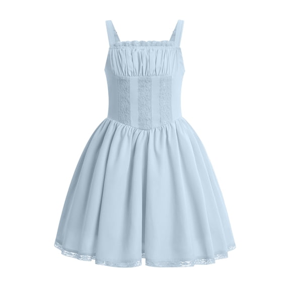 IBTOM CASTLE Tween Girls Midi Corset Dress for Middle School Dance Party Summer Vacation Sundresses Holiday Junior Dresses 11-12 Years Blue
