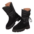 thumbnail image 3 of Boots for Women,Winter Lined Mid Calf Boots Cozy Comfort Casual On Outdoor Cold Weather Footwear,Knee High Boots Women,Black,8, 3 of 9