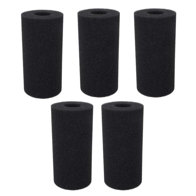 5PCS Pool Filter Sponge PU Sponge Black Reusable Washable Cylindrical Simming Pool Filter Foam for Pool Pump L