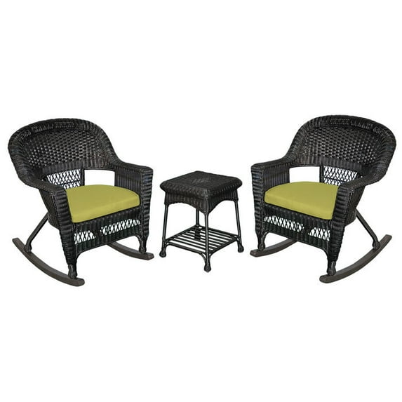 3-Piece Resin Wicker Rocker Chair & End Table Set by Jeco