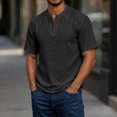 thumbnail image 2 of Mens Lightweight V Neck T-Shirts Summer Short Sleeve Plain Tees Casual Hippie Single Button Henley Shirt, 2 of 9