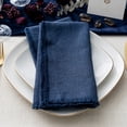 thumbnail image 2 of Fringed Linen Napkins Set of 4 | 20x20 Raw Edge Cloth Napkins for Wedding Decor, Rustic Tablescape & Coastal Dining | Stonewashed Softness (Navy), 2 of 7