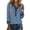 Blue, variant on Delconic Women’s Long Sleeve Ribbed Knit Top With Denim Contrast Button Placket Turn Down Collar Casual Pullover Shirt Black L