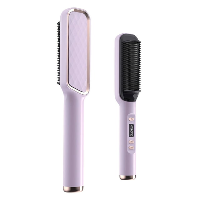 Fiudx Peine Alisador de Cabello, Cepillo con Revestimiento de Titanio, Pantalla Led de Temperatura, Iones Negativos para El Cuidado Del Cabello, Peinado Diario, Uso Profesional En Peluquería, Calenta