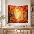 thumbnail image 5 of Autumn Forest With Vibrant Foliage on a Sunlit Dirt Path, Serene Rustic for Nature Lovers, Forest Wall Decor Art, Housewarming Gift, Tapestry Wall Hanging for Living Room and Bedroom, 5 of 7