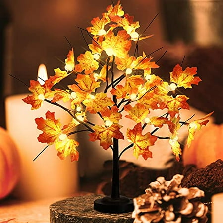 

DEXING Maple Tree Light for Fall Thanksgiving Decor 24 LED Lighted Maple Tree with Leaves