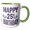 Green/White, variant on 3drose, Glam Purple Flourish Happy 25th Birthday, 11oz Two-tone Yellow Mug
