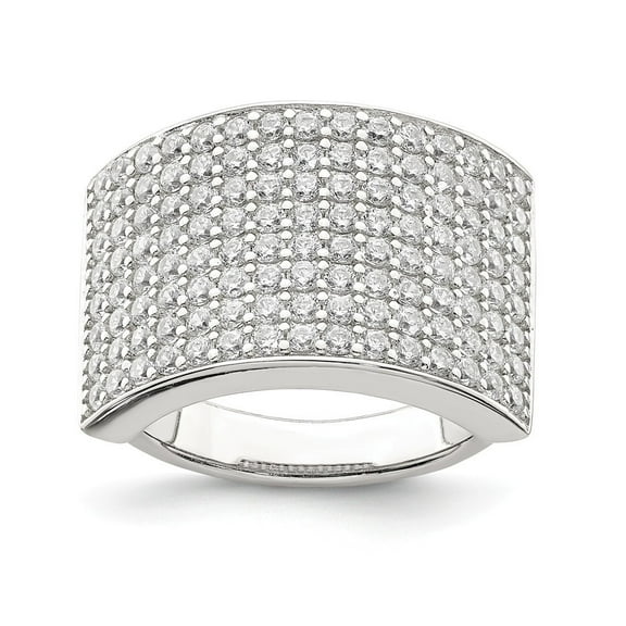 Sterling Silver Polished Cubic Zirconia Ring - Size 6