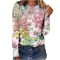 thumbnail image 2 of jjayotai Womens Long Sleeve Round Neck Women's Fashion Printed T-shirt 3/4 Sleeves Blouse Round Neck Casual Tunic Tops, 2 of 5