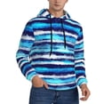 thumbnail image 2 of Pofeuu Ice Blue Stripes Print Mens Casual Hooded Collar Drawstring Hoodies Pullover Sweatshirts Casual Long Sleeve Shirts-XX-Large, 2 of 7