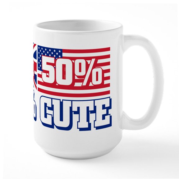 CafePress - 50% American 50% British - 15 oz Ceramic Large White Novelty Mug