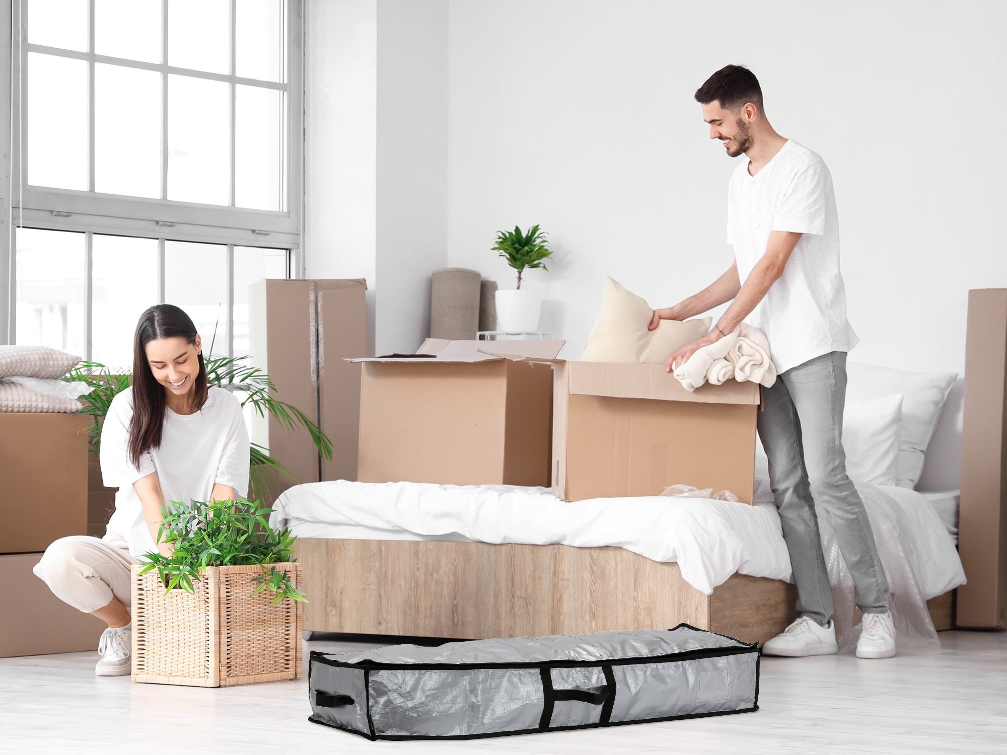 Unique Bargains 1 Pack Clothes Storage Bags Moving Bags Grey 40.5*14*6in