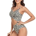 thumbnail image 2 of WREESH Womens One Piece Swimsuits Fashionable and Leopard Print Open Belly Swimsuit Sleeveless Bathing Suits Black, 2 of 7