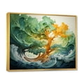 thumbnail image 2 of Designart "Redwood Tree Euphony Of Green Orange" Tree Redwood Floater Framed Wall Art Living Room, 2 of 7
