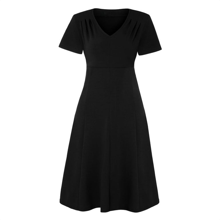 blue dress for baby girl Wedtrend Women Lace A-Line Little Black Dress Tulle Round Neck Cocktail Dress with Short Sleeves, Black / US10