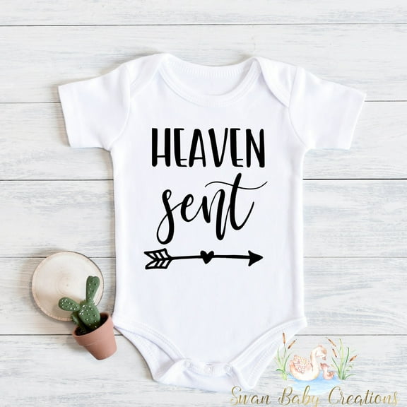 Heaven Sent Organic Cotton Baby Bodysuit, Gender Neutral Baby Gift, Cute Gender Neutral Outfit, Rainbow Baby Outfit, Ivf Pregnancy Reveal Cute And Cool Baby Bodysuit, Baby Bodysuit Lat 4424